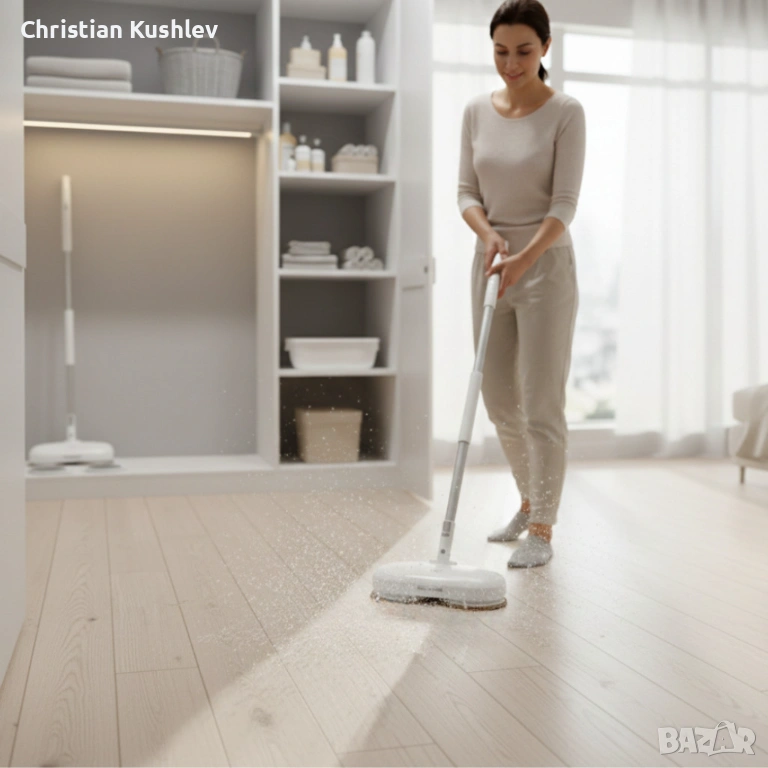Електрически моп със спрей и центрофуга – за бързо и ефективно почистване, снимка 1