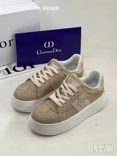 Christian Dior Дамски Бежови Маратонки С Бяла Подметка👟Дамски Спортни Обувки Кристиян Диор Код E510, снимка 1