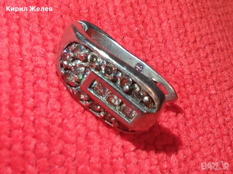 СКЪПОЦЕННА АНГЛИЙСКА ВИНТИДЖ ОБЕЦА ПОСРЕБРЕНА БЛАГОРОДНА СТОМАНА с ПЕЧАТ 925 и ФАСЕТ ЦИРКОНИ 38212, снимка 1