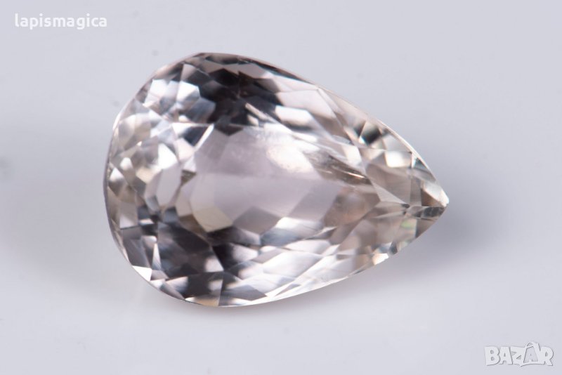 Розов кунцит сподумен 6.97ct VS флуоресцентен капковидна шлифовка, снимка 1