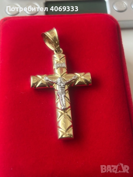Златна висулка кръст от 14к злато 4.44гр 5см , снимка 1