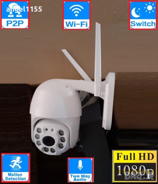 Full HD PTZ външна IP WIFI камера 5MP Lens Безжична управляема външна въртяща с двупосочен звук, снимка 1