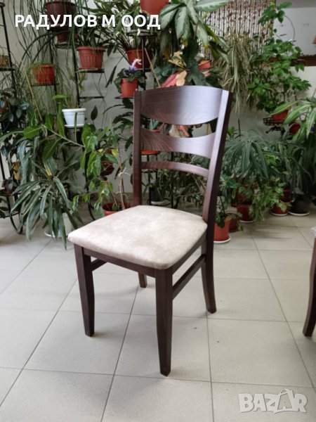 Трапезен стол ХЕЛА масив бук - цвят орех, снимка 1