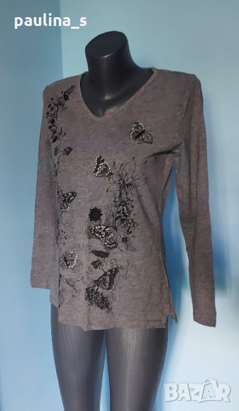 Блуза с пеперудени декорации и дълъг ръкав "Laura Torelli"® , снимка 1