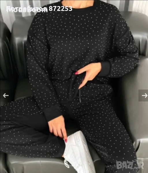 Дамски комплект с камъчета Тъмно сив, снимка 1