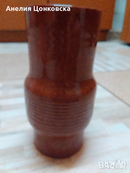 Стара керам.ваза кафяв меланж, снимка 1