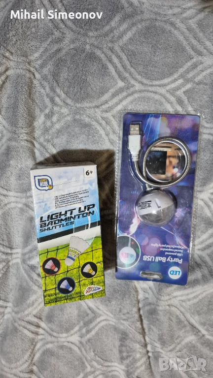 Светещи пера за федербал/бадминтон + Usb,LED многоцветна светеща парти топка, снимка 1