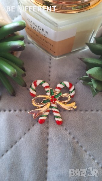 коледна брошка бастунчета, снимка 1