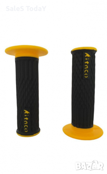 Комплект гумени ръкохватки за мотор, жълт, снимка 1