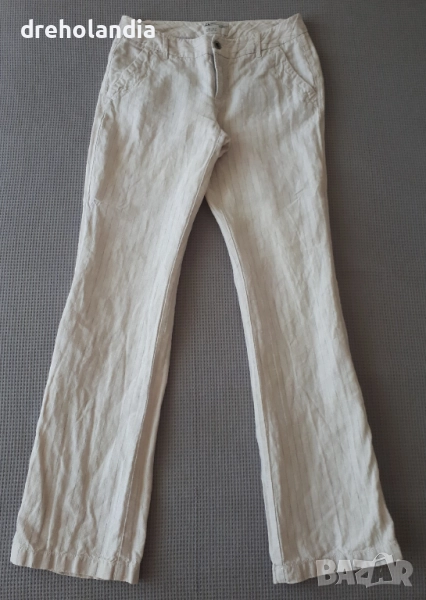 Бежов раиран ленен панталон Esprit – M (S), снимка 1