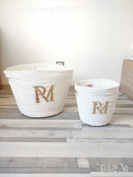 RivieraM Maison Monogram 2 кошници от рафия, снимка 1