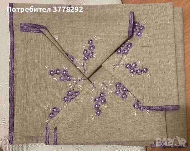 Ленени Комплекти с по 6бр.салфетки,цвят натурален-1, 2, 3-по 45лв;4 и 5-по 25 лв.Снимка 6 - панами, снимка 3 - Други - 51998512