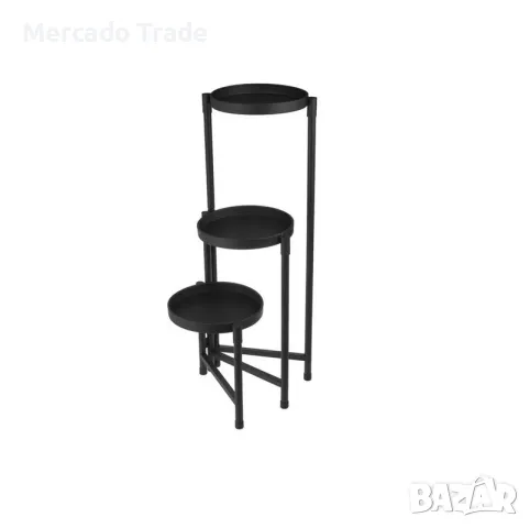  	Декоративен цветарник Mercado Trade, Метал, 3 нива, Черен , снимка 3 - Декорация за дома - 49364153