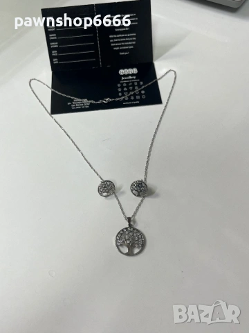 Сребърен комплект 925 / обици + колие /, снимка 3 - Колиета, медальони, синджири - 53605331