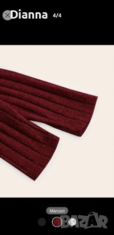 НОВА Дамска ежедневна рокля с дълъг ръкав цвят бордо на SHEIN, снимка 6 - Рокли - 43503948