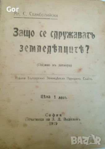 Антикварна рядкост! Защо се сдружаватъ земеделцитѣ“ – Ал. Стамболийски, 1919 г., снимка 5 - Специализирана литература - 52108768