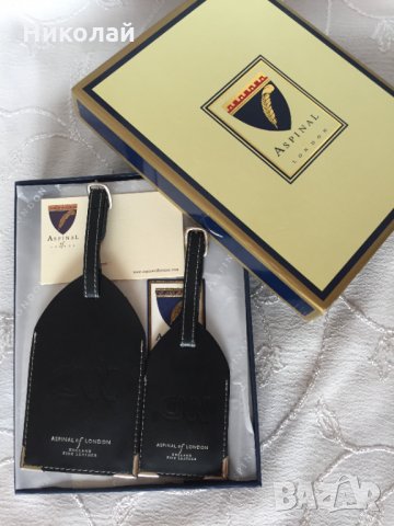 Етикети за багаж Aspinal of London сет, естествена кожа подаръчна кутия, топ качество брандирани CNN