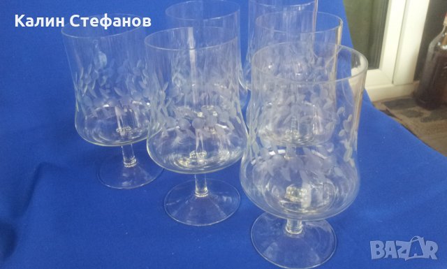 Големи красив чаши за алкохол, гравирани, столче, 6 бр комплект, снимка 1 - Чаши - 27682033