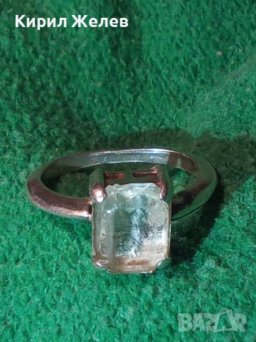 СТАР СРЕБЪРЕН РЕТРО СТИЛ ПРЪСТЕН СРЕБРО 925 с БЯЛА ПОЗЛАТА и ПЛАНИНСКИ КРИСТАЛ 40910, снимка 3 - Пръстени - 43223435
