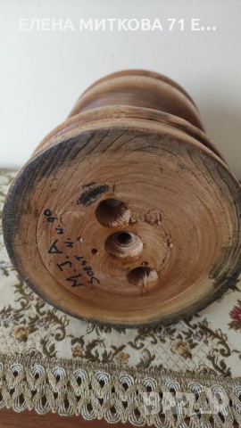 Уникален огромен свещник от масивно дърво много тежък/над 2 кг/+подарък свещ, снимка 6 - Антикварни и старинни предмети - 51647031