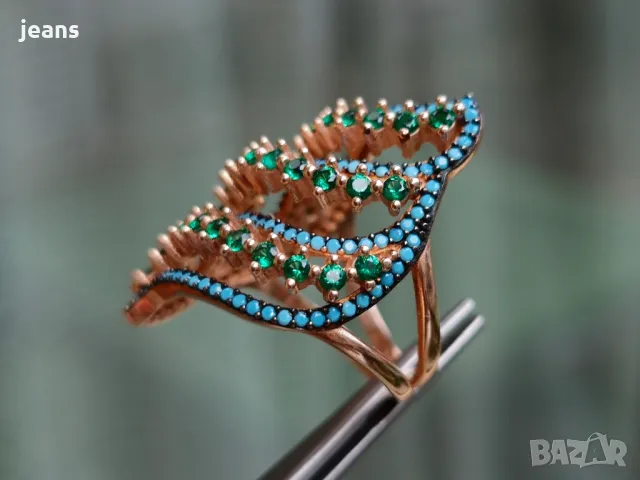 Сребърен пръстен с розово покритие 175722, снимка 4 - Пръстени - 50324983