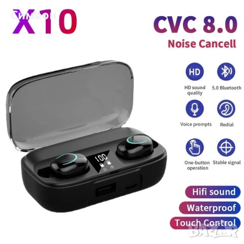 Безжични слушалки X10 с блутут V5.2 шумоподтискане и HD микрофони