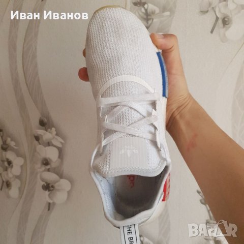 маратонки  adidas NMD R1 White Lush Blue GX1050  номер 43-44, снимка 16 - Маратонки - 40833427