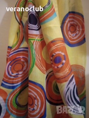 Шал Кръгове Цветен Жълт, снимка 2 - Шалове - 39525519