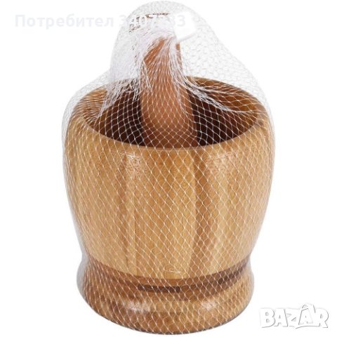 Бамбуково хаванче с чукало за чесън и подправки, 10х10 см / Външен размер 10х10 вътрешен отвор 6.5см