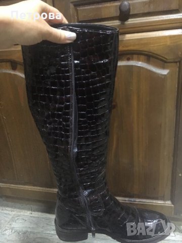 Дамски елегантни лачени ботуши, снимка 4 - Дамски ботуши - 26560785