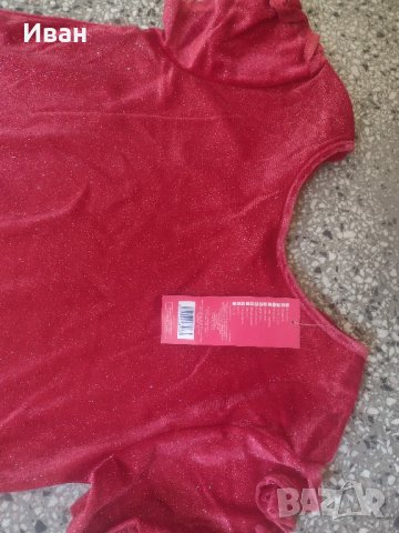 Нова рокля червена с блясък , снимка 3 - Рокли - 43385597