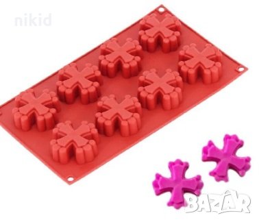 8 форми кръст плюс декорирани силиконов молд форми за шоколад тесто гипс сапун калъп