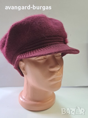 322 Дамска бутикова шапка каскет - ангора, снимка 2 - Шапки - 52529959