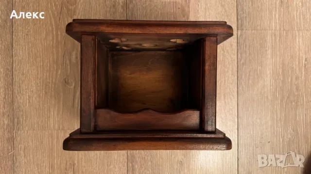 Масивна винтидж дървена кутия, свещник, 1.7кг, снимка 4 - Антикварни и старинни предмети - 49327510
