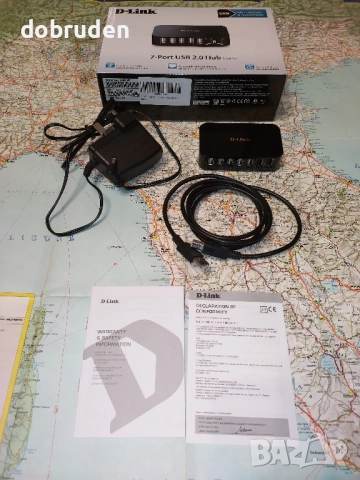 ПРОМО! D-Link hub 7 USB 2.0 powered с захранване, снимка 2 - Друга електроника - 51641867