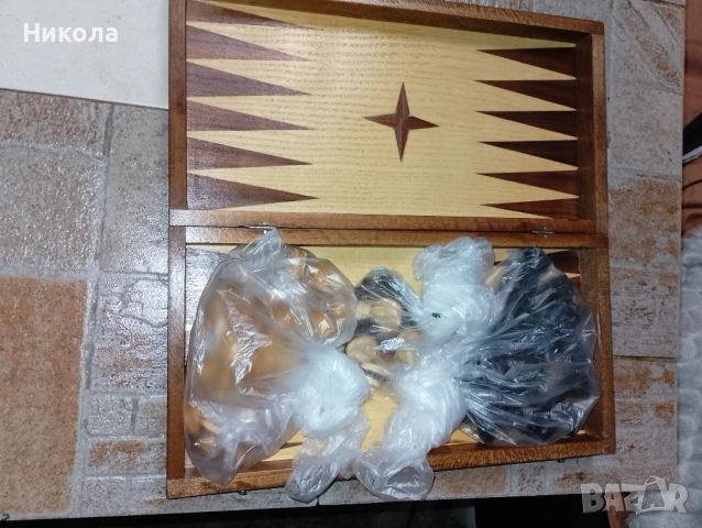  Шах-табла 34/34 с дървени фигури и  пулове, снимка 6 - Шах и табла - 41016677