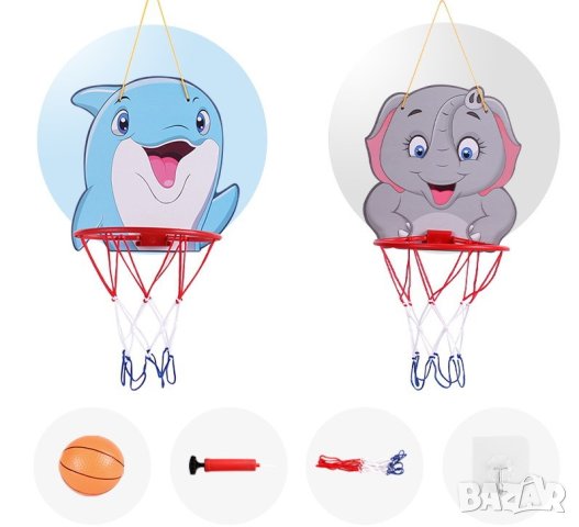 Баскетболен кош за деца с различни животни / Вариант: Слон, Делфин
