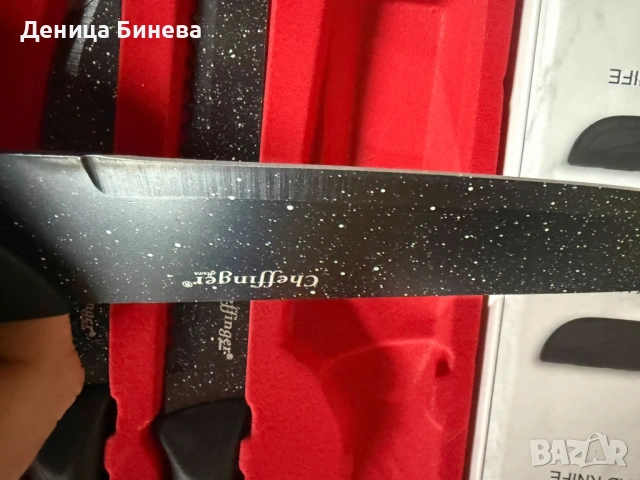 Комплект кухненски н о ж о в е Cheffinger – 6 части с мраморно покритие и магнитна кутия, снимка 7 - Други - 53265625