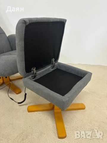 Масажно кресло HOMCOM с табуретка с място за съхранение , снимка 7 - Дивани и мека мебел - 52812323