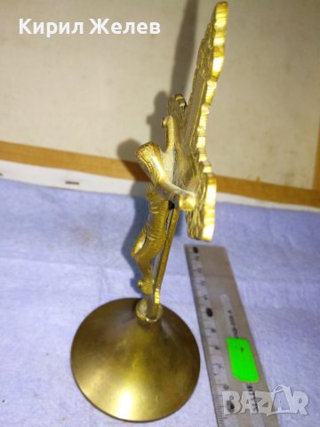 Старо КРАСИВО ОРНАМЕНТИРАНО ГОЛЯМО НАСТОЛНО МЕСИНГОВО РАЗПЯТИЕ КРЪСТ 42679, снимка 6 - Декорация за дома - 43919948