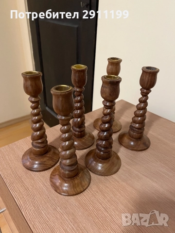 Дървен свещник, комплект от два броя, снимка 5 - Други - 52108833