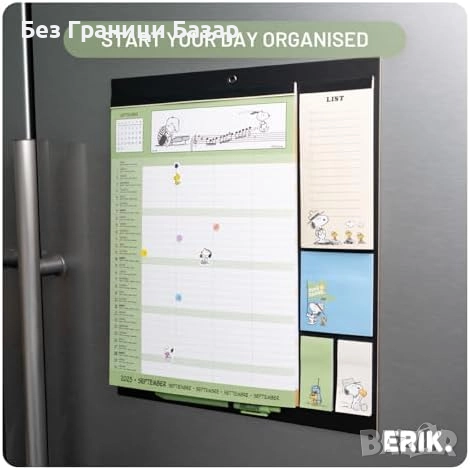 Нов Магнитен календар Snoopy 2026 за хладилник със списък, стикери и химикал, снимка 5 - Други - 51592531