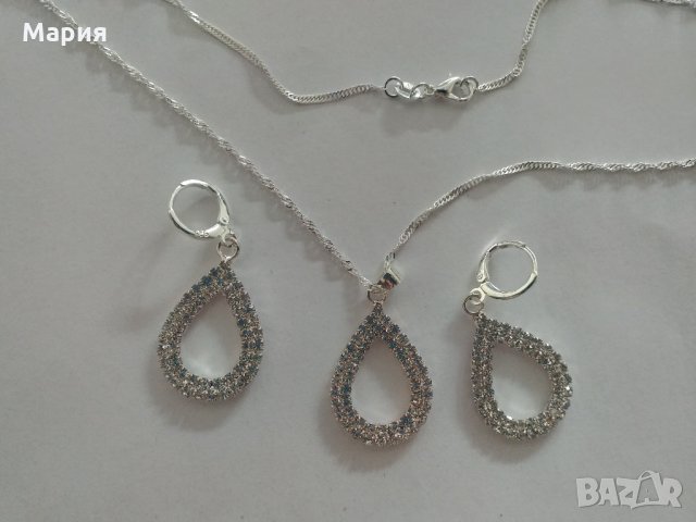 сребърен комплект със сваровски елементи
