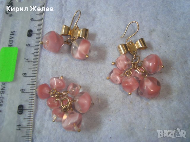 СТАРИ ПОЗЛАТЕНИ РЕТРО ВИНТИДЖ ОБЕЦИ АРТ ВИСУЛКИ с ВЕНЕЦИАНСКО ЦВЕТНО СТЪКЛО 27687, снимка 3 - Обеци - 37743938