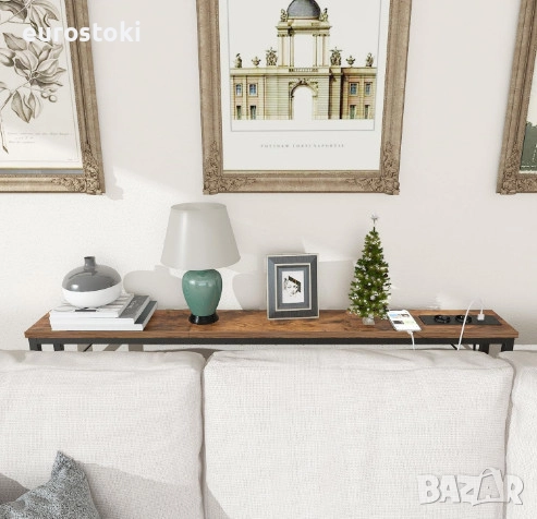 Конзолна маса VEDECASA със зарядна станция, тънка конзолна маса за спалня, коридор, хол, индустриале, снимка 3 - Маси - 52777484