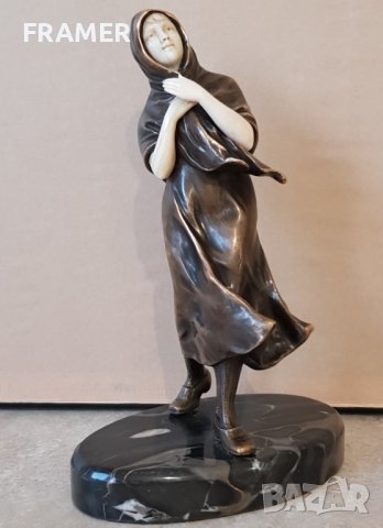 През бурята скулптура стил АРТ ДЕКО Франция 19 век бронз и слонова кост, снимка 2 - Статуетки - 42960018