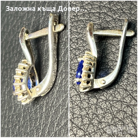 Сребърни обеци естествен САПФИР  чисто нови 925 silver obeci , снимка 7 - Обеци - 52726908