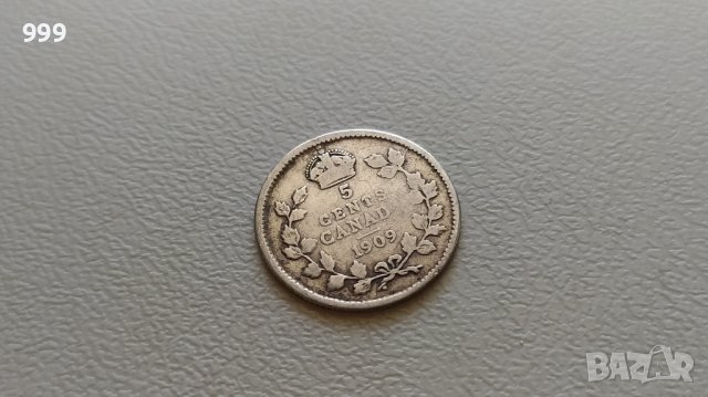 5 цента 1909 Канада - Сребро, снимка 1 - Нумизматика и бонистика - 44068835
