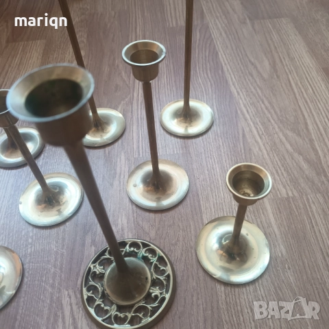 Месингови свещници , снимка 3 - Антикварни и старинни предмети - 52943477