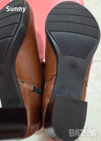 Кафяви боти на ток естествена кожа, снимка 6 - Дамски боти - 52264915